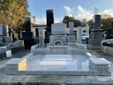 お墓洋型墓石展示品高級白御影石外柵・一段積5m2（2.5M×2M）工事費・文字彫り込み