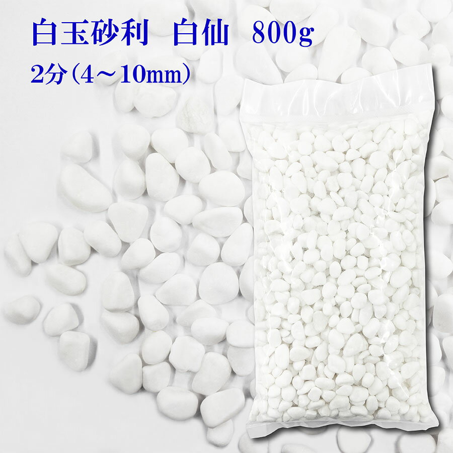 砂利　白　白玉砂利　白仙　最高級　2分　4-10mm　800g　庭　駐車場　お墓まわり　外構　代引不可