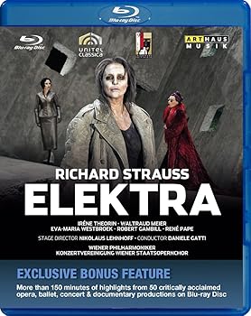 【中古】R.シュトラウス:歌劇「エレクトラ」[Blu-ray, 日本語字幕]【メーカー名】【メーカー型番】【ブランド名】【商品説明】R.シュトラウス:歌劇「エレクトラ」[Blu-ray, 日本語字幕]1幕の悲劇 ソポクレス「エレクトラ」によるフーゴー・フォン・ホフマンスタール台本 2010年 ザルツブルク音楽祭 大祝祭劇場 ライヴ収録 収録時間:109分+ARTHAUSの商品紹介150分以上 音声:独語歌唱 ステレオ2.0/ts-HD マスター・オーディオ 5.1(Blu-ray) 字幕:英・仏・西・伊・日・韓 画面:16:9 REGION All(Code:0) Blu-ray…単層 25GB 1080i High Definition ※ARTHAUS 101560と同内容 解説書は付随しておりません。 字幕の表示/切り替えは再生後、リモコンの「字幕」ボタンもしくは「サブメニュー」ボタンよりお選びください。 自動再生で商品紹介映像から始まる場合は、メニュー画面に戻り、[OPERA]を選択して、本編をご覧ください。 R.シュトラウス(1864-1949)の問題作「エレクトラ」2010年のプレミエ上演です。演出はレーンホフ。 斬新な舞台装置と最良の歌手による緊張感溢れる舞台をお楽しみください。 ユングが提唱した「エレクトラ・コンプレックス」(女児が父親に対し強い愛情を抱き、母親を敵対視すること)の由来となったギリシャ神話に登場する王女の葛藤の物語にシュトラウスは極めて暴力的で陶酔的な音楽を付けています。エレクトラは100分を越える全曲にほとんど出ずっぱり。息詰まるような歌を歌いながら体中から憎しみを発散させなくてはいけません。ここではテオリンが独特のメイクと眼力、そして蛇のような動きでこの難役を文句なく演じています。彼女に対峙する母親クリテムネストラは、それ以上に海千山千の女。名歌手マイヤーが持てる底力をとくと見せ付けてくれます。純情な妹クリソテミスもなかなかの食わせ者。ウェストブロークが良い味だしています。パーペを始めとした男声陣もなかなかです。レーンホフの演出は、あからさまで、動き一つ一つが台詞に沿っており、また、幕切れの場面は決して結末をぼかすことなく全てを白日の下に晒し出します。1幕の悲劇 ソポクレス「エレクトラ」によるフーゴー・フォン・ホフマンスタール台本 2010年 ザルツブルク音楽祭 大祝祭劇場 ライヴ収録 収録時間:109分+ARTHAUSの商品紹介150分以上 音声:独語歌唱 ステレオ2.0/ts-HD マスター・オーディオ 5.1(Blu-ray) 字幕:英・仏・西・伊・日・韓 画面:16:9 REGION All(Code:0) Blu-ray…単層 25GB 1080i High Definition ※ARTHAUS 101560と同内容 解説書は付随しておりません。 字幕の表示/切り替えは再生後、リモコンの「字幕」ボタンもしくは「サブメニュー」ボタンよりお選びください。 自動再生で商品紹介映像から始まる場合は、メニュー画面に戻り、[OPERA]を選択して、本編をご覧ください。 R.シュトラウス(1864-1949)の問題作「エレクトラ」2010年のプレミエ上演です。演出はレーンホフ。 斬新な舞台装置と最良の歌手による緊張感溢れる舞台をお楽しみください。 ユングが提唱した「エレクトラ・コンプレックス」(女児が父親に対し強い愛情を抱き、母親を敵対視すること)の由来となったギリシャ神話に登場する王女の葛藤の物語にシュトラウスは極めて暴力的で陶酔的な音楽を付けています。エレクトラは100分を越える全曲にほとんど出ずっぱり。息詰まるような歌を歌いながら体中から憎しみを発散させなくてはいけません。ここではテオリンが独特のメイクと眼力、そして蛇のような動きでこの難役を文句なく演じています。彼女に対峙する母親クリテムネストラは、それ以上に海千山千の女。名歌手マイヤーが持てる底力をとくと見せ付けてくれます。純情な妹クリソテミスもなかなかの食わせ者。ウェストブロークが良い味だしています。パーペを始めとした男声陣もなかなかです。レーンホフの演出は、あからさまで、動き一つ一つが台詞に沿っており、また、幕切れの場面は決して結末をぼかすことなく全てを白日の下に晒し出します。1幕の悲劇 ソポクレス「エレクトラ」によるフーゴー・フォン・ホフマンスタール台本 2010年 ザルツブルク音楽祭 大祝祭劇場 ライヴ収録 収録時間:109分+ARTHAUSの商品紹介150分以上 音声:独語歌唱 ステレオ2.0/ts-HD マスター・オーディオ 5.1(Blu-ray) 字幕:英・仏・西・伊・日・韓 画面:16:9 REGION All(Code:0) Blu-ray…単層 25GB 1080i High Definition ※ARTHAUS 101560と同内容 解説書は付随しておりません。 字幕の表示/切り替えは再生後、リモコンの「字幕」ボタンもしくは「サブメニュー」ボタンよりお選びください。 自動再生で商品紹介映像から始まる場合は、メニュー画面に戻り、[OPERA]を選択して、本編をご覧ください。 R.シュトラウス(1864-1949)の問題作「エレクトラ」2010年のプレミエ上演です。演出はレーンホフ。 斬新な舞台装置と最良の歌手による緊張感溢れる舞台をお楽しみください。 ユングが提唱した「エレクトラ・コンプレックス」(女児が父親に対し強い愛情を抱き、母親を敵対視すること)の由来となったギリシャ神話に登場する王女の葛藤の物語にシュトラウスは極めて暴力的で陶酔的な音楽を付けています。エレクトラは100分を越える全曲にほとんど出ずっぱり。息詰まるような歌を歌いながら体中から憎しみを発散させなくてはいけません。ここではテオリンが独特のメイクと眼力、そして蛇のような動きでこの難役を文句なく演じています。彼女に対峙する母親クリテムネストラは、それ以上に海千山千の女。名歌手マイヤーが持てる底力をとくと見せ付けてくれます。純情な妹クリソテミスもなかなかの食わせ者。ウェストブロークが良い味だしています。パーペを始めとした男声陣もなかなかです。レーンホフの演出は、あからさまで、動き一つ一つが台詞に沿っており、また、幕切れの場面は決して結末をぼかすことなく全てを白日の下に晒し出します。1幕の悲劇 ソポクレス「エレクトラ」によるフーゴー・フォン・ホフマンスタール台本 2010年 ザルツブルク音楽祭 大祝祭劇場 ライヴ収録 収録時間:109分+ARTHAUSの商品紹介150分以上 音声:独語歌唱 ステレオ2.0/ts-HD マスター・オーディオ 5.1(Blu-ray) 字幕:英・仏・西・伊・日・韓 画面:16:9 REGION All(Code:0) Blu-ray…単層 25GB 1080i High Definition ※ARTHAUS 101560と同内容 解説書は付随しておりません。 字幕の表示/切り替えは再生後、リモコンの「字幕」ボタンもしくは「サブメニュー」ボタンよりお選びください。 自動再生で商品紹介映像から始まる場合は、メニュー画面に戻り、[OPERA]を選択して、本編をご覧ください。 R.シュトラウス(1864-1949)の問題作「エレクトラ」2010年のプレミエ上演です。演出はレーンホフ。 斬新な舞台装置と最良の歌手による緊張感溢れる舞台をお楽しみください。 ユングが提唱した「エレクトラ・コンプレックス」(女児が父親に対し強い愛情を抱き、母親を敵対視すること)の由来となったギリシャ神話に登場する王女の葛藤の物語にシュトラウスは極めて暴力的で陶酔的な音楽を付けています。エレクトラは100分を越える全曲にほとんど出ずっぱり。息詰まるような歌を歌いながら体中から憎しみを発散させなくてはいけません。ここではテオリンが独特のメイクと眼力、そして蛇のような動きでこの難役を文句なく演じています。彼女に対峙する母親クリテムネストラは、それ以上に海千山千の女。名歌手マイヤーが持てる底力をとくと見せ付けてくれます。純情な妹クリソテミスもなかなかの食わせ者。ウェストブロークが良い味だしています。パーペを始めとした男声陣もなかなかです。レーンホフの演出は、あからさまで、動き一つ一つが台詞に沿っており、また、幕切れの場面は決して結末をぼかすことなく全てを白日の下に晒し出します。中古品のため使用に伴うキズ等がございますが、問題なくご使用頂ける商品です。画像はイメージ写真ですので商品のコンディション、付属品の有無については入荷の度異なります。当店にて、動作確認・点検・アルコール等のクリーニングを施しております。中古品のため限定特典や補償等は、商品名、説明に記載があっても付属しておりません予めご了承下さい。当店では初期不良に限り、商品到着から7日間は返品を 受付けております。他モールとの併売品の為、完売の際はご連絡致しますのでご了承ください。ご注文からお届けまで1、ご注文⇒ご注文は24時間受け付けております。2、注文確認⇒ご注文後、当店から注文確認メールを送信します。3、お届けまで3〜10営業日程度とお考え下さい。4、入金確認⇒前払い決済をご選択の場合、ご入金確認後、配送手配を致します。5、出荷⇒配送準備が整い次第、出荷致します。配送業者、追跡番号等の詳細をメール送信致します。6、到着⇒出荷後、1〜3日後に商品が到着します。　※離島、北海道、九州、沖縄は遅れる場合がございます。予めご了承下さい。お電話でのお問合せは少人数で運営の為受け付けておりませんので、メールにてお問合せお願い致します。営業時間　月〜金　10:00〜17:00お客様都合によるご注文後のキャンセル・返品はお受けしておりませんのでご了承下さい。0