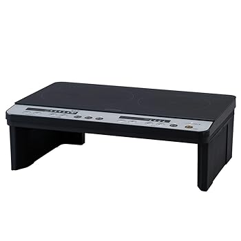 【中古】アイリスオーヤマ 2口 IHクッキングヒーター 工事不要 1400W 100V 脚付き ブラック IHK-W12SP-B