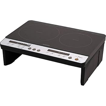 【中古】アイリスオーヤマ IHクッキングヒーター 2口IHコンロ 1400W 脚付 ブラック IHK-W12S-B