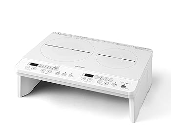 【中古】アイリスオーヤマ 2口 IHコンロ IHクッキングヒーター 1400W 100V 脚付き ホワイト IHK-W12S-W