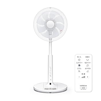 【中古】日立 リビング扇風機 DCモーター 風量6段階 8枚羽根 首振り うちわ風 タイマー機能 リモコン付..