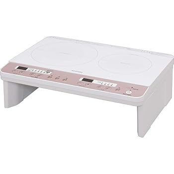 【中古】アイリスオーヤマ IHクッキングヒーター 2口 1400W 脚 ピンクゴールド IHK-W12S-WPG