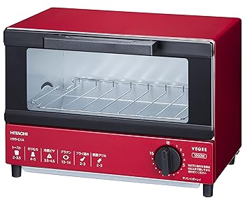 【中古】日立 オーブントースター 1,000W 一人暮らし 山形/角型パン2枚焼き HTO-C1A R レッド