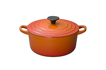 【中古】ル・クルーゼ(Le Creuset) 鋳物 ホーロー 鍋 ココット・ロンド 18 cm オレンジ ガス IH オーブ..