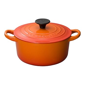 【中古】ル・クルーゼ(Le Creuset) 鋳物 ホーロー 鍋 ココット・ロンド 16 cm オレンジ ガス IH オーブ..