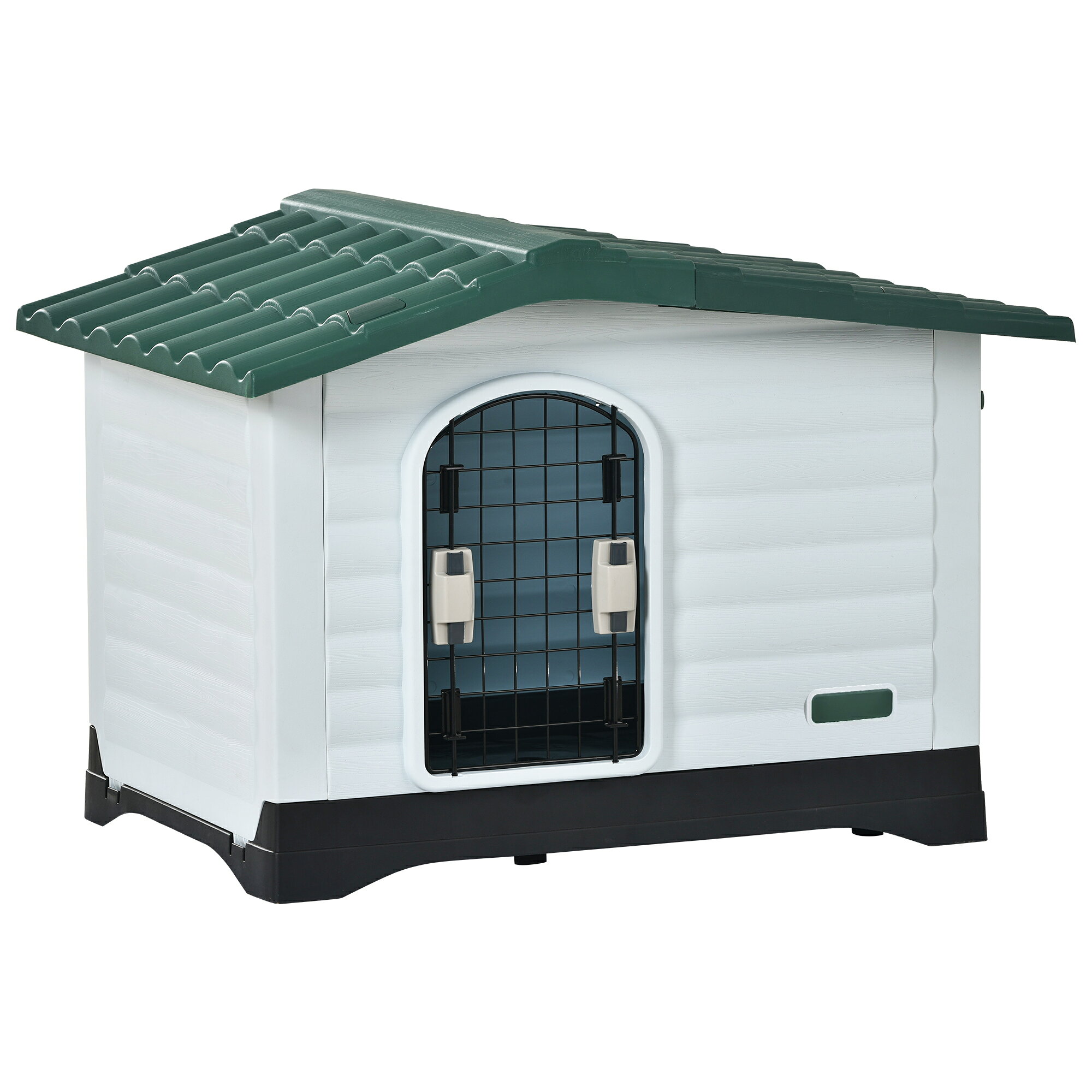 point1：愛犬の居心地の良い小屋:四季通用通気性抜群高耐久PP製頑丈な作り水洗いOK組立カンタンpoint2：耐久性が高いPP製、お手入れ簡単！高品質なPPプラスチック製で耐久性に優れ、長くご愛用できます。point3：木製よりも雨除け性能が抜群で、丸洗いが可能なので汚れも簡単に落とせ、いつでも清潔な状態を保てます。point4： TYPE1.両開きドア付き、出入りが楽になり！ ロックをつまんで押すとドアの開閉ができます。同時にロックを押すと、ドアを簡単に取り外せます。 ロックを回してサイドドアを取り外して、ペダルになり、スペースが広くなります。 TYPE2.格子状のドア 格子状のドアは視認性と通気性に優れる。施錠できるのでもっと安心です。 ロックを回してサイドドアを取り外して、ペダルになり、スペースが広くなります。point5：屋根設計、水たまりを防ぐ:屋根には棟を乗せることで雨漏れを防止し、雨の日も快適です。point6：開閉調節可能な通気口付き、快適な温度湿度を保ちやすいペット想いの機能です。point7：室内設置もOK、お洒落な雰囲気で様々なお部屋にマッチします。point8：湿気対策に足高タイプ【組み立てビデオ】商品情報カラー グリーン商品サイズ 124*66*43.5梱包サイズ 81*24*55梱包重量 12素材 PPブラスチックpoint1：愛犬の居心地の良い小屋:四季通用通気性抜群高耐久PP製頑丈な作り水洗いOK組立カンタンpoint2：耐久性が高いPP製、お手入れ簡単！高品質なPPプラスチック製で耐久性に優れ、長くご愛用できます。point3：木製よりも雨除け性能が抜群で、丸洗いが可能なので汚れも簡単に落とせ、いつでも清潔な状態を保てます。point4： TYPE1.両開きドア付き、出入りが楽になり！ ロックをつまんで押すとドアの開閉ができます。同時にロックを押すと、ドアを簡単に取り外せます。 ロックを回してサイドドアを取り外して、ペダルになり、スペースが広くなります。 TYPE2.格子状のドア 格子状のドアは視認性と通気性に優れる。施錠できるのでもっと安心です。 ロックを回してサイドドアを取り外して、ペダルになり、スペースが広くなります。point5：屋根設計、水たまりを防ぐ:屋根には棟を乗せることで雨漏れを防止し、雨の日も快適です。point6：開閉調節可能な通気口付き、快適な温度湿度を保ちやすいペット想いの機能です。point7：室内設置もOK、お洒落な雰囲気で様々なお部屋にマッチします。point8：湿気対策に足高タイプ【組み立てビデオ】商品情報カラー グリーン商品サイズ 124*66*43.5梱包サイズ 81*24*55梱包重量 12素材 PPブラスチック