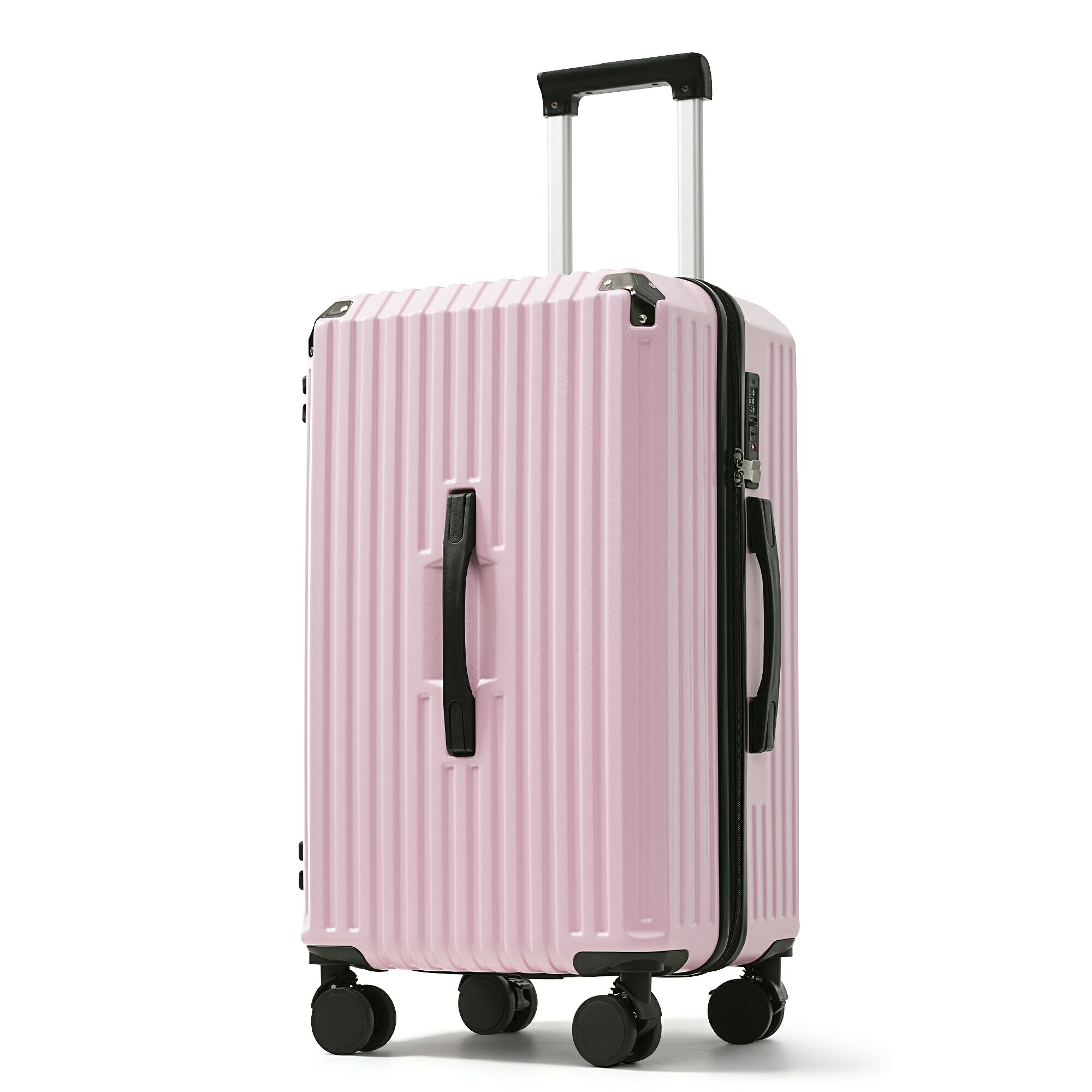 Product Type: Single Box Product颜色: Pink材质: ABSProduct Dimensions (厘米): 44.00 * 36.50 * 78.00Product Weight (千克): 4.40Package Size (厘米): 80 * 44 * 36Package Weight (千克): 5Product FeaturesPOINT 1.【広い奥行き+超大容量＋デザイン】広い収納スペースを持って、長時間の旅行に必要なものをたくさん詰め込むことができます。POINT 2.【ドリンクホルダー】背面のカップホルダーはコーヒー、傘など手軽に置けて、旅行をより快適にする。POINT 3.【長く使える高品質素材を採用】軽くて丈夫なABS素材を採用し、軽量性と耐衝撃性を兼ね備えています。POINT 4.【電車内でも安全できストッパー付きダブルキャスター】つま先を踏むだけのワンタッチ設計。手を使う必要も、しゃがむ必要もありません。POINT 5.【フロントハンドル】向きを変える手間ゼロ。正面ハンドルでそのまま持ち運べます。