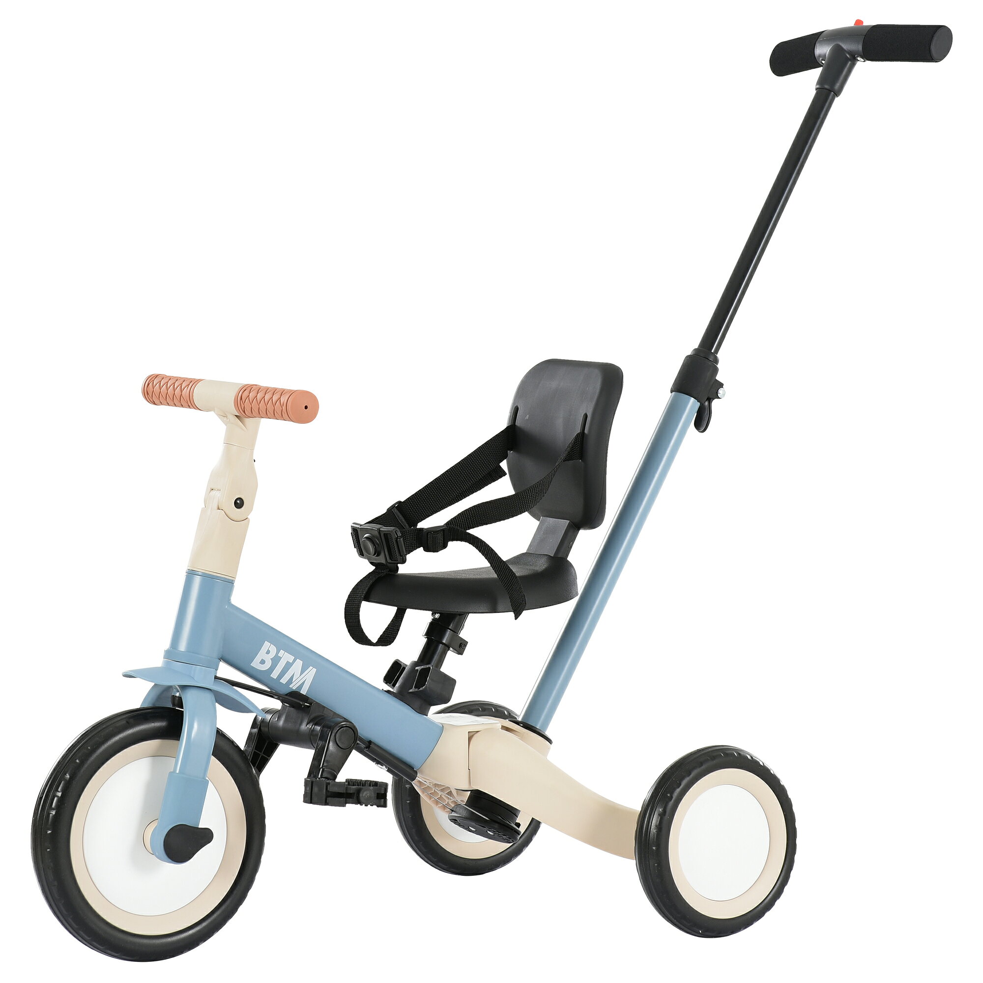 Product Type: Single Box Product颜色: Blue材质: SteelPackage Size (厘米): 69 * 39 * 17Package Weight (千克): 5.5Product Features【BIG車輪で何の道路にも大丈夫】柔らかくて空気入れ必要なし、使用寿命も長いです。【便利な押し棒】まだひとりで上手に漕げないお子様でも大丈夫。 脱着可能な押し棒は高さ調節可能で速度制御に役立ちます。【ハンドル＆サドル調整可能 】ハンドルの角度調節ができ、子供の成長に合わせて使用できます。 お子様の成長に応じて、ハンドルは上下階調節ができます。【ペダルの脱着可能】ペダルの使用しない場合はサドルの下に保管できます。【3点式安全ベルト】走行時の揺れによりずり落ちるなどの事故からお子様を守ります。【背もたれ脱着可能】必要のない時簡単に脱着することができます。【優しい座席シート】お子様を安心してお使いいただけます。