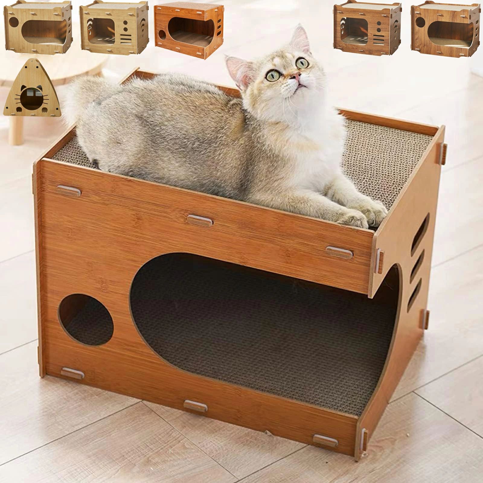 商品名：猫 爪とぎ DIY 爪研ぎ 木製 段ボール 二層 組み立て式 材質説明 カラー サイズ 段ボール 掲載写真の色 S/M 商品説明 猫はここで爪を研いだり、ぐっすり寝たり、楽しく遊んだりして、最高の休憩場所になり、ネコちゃんにとっては欠かせないアイテムです。お部屋の中の大事な家具や壁紙、カーテンやポスターなどを猫に壊されないように保護することもできます。 注意 ※初期不良は商品到着後1ヶ月以内になります。 ●説明書はお付けしておりません。商品ページをご参考に下さい。また、ご不明な点がありましたらお気軽にお問い合わせください。 ●商品画像はイメージ画像となります。現物に色味や形を極力近づけておりますが、お使いのモニターやスマートフォンの環境により色味が違うように見える場合もございます。 ●入荷時期により多少の仕様変更がある場合がございます。 ●デザイン、カラー違いでの返品交換致しかねます。ご購入前に今一度ご確認ください。 ●万が一、初期不良などがございましたら1ヶ月以内にお手数ですが弊社にお問い合わせください。 送料 ★運送業者：佐川急便 ★3,980円(税込)以上のご購入で送料無料楽しめます。