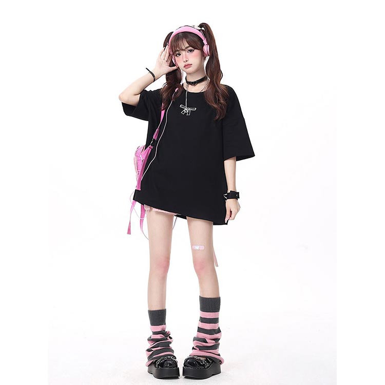 半袖Tシャツ 地雷系 オーバーサイズ Tシャツ 韓国ファッション レディース 服 バックリボン トップス 綿 飾り サブカル系 かわいい 原宿系 サブカル コットン かわ 病み ゆったり 女子 happystream-10141759 ハッピーストリーム サンプル画像3