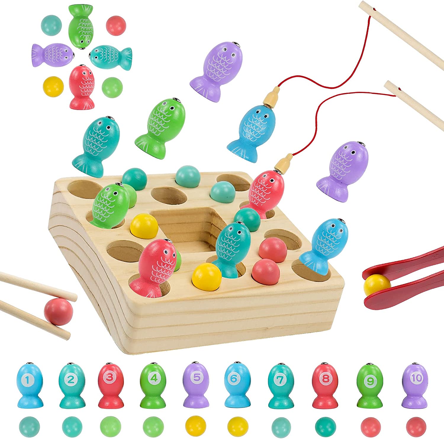 知育玩具 モンテッソーリ 玩具 子供 おもちゃ 女の子 男の子 知育おもちゃ 磁石 木の 魚釣り 魚 2 3 4 5 6 歳 プレゼント さかなつり 誕生 人気 パズル
