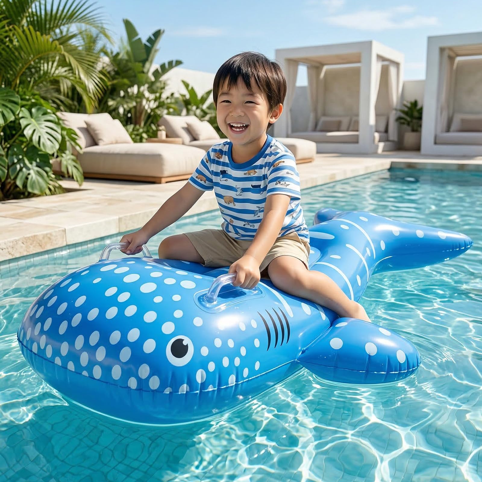 浮き輪 フロート 子供用 浮輪 取っ手付き 水遊び 空気入れ プール 夏休み 120×75cmクジラ柄 海水浴グッズ 耐荷重100kg