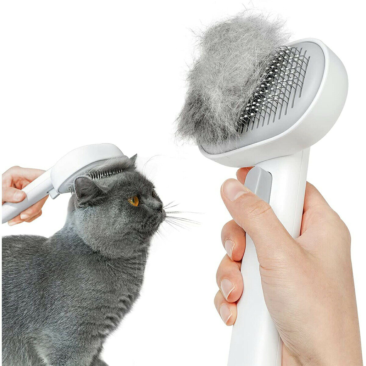 ペット用ブラシ ワンプッシュ式 ブラッシングブラシ 猫ブラシ 犬用ブラシ スリッカ...