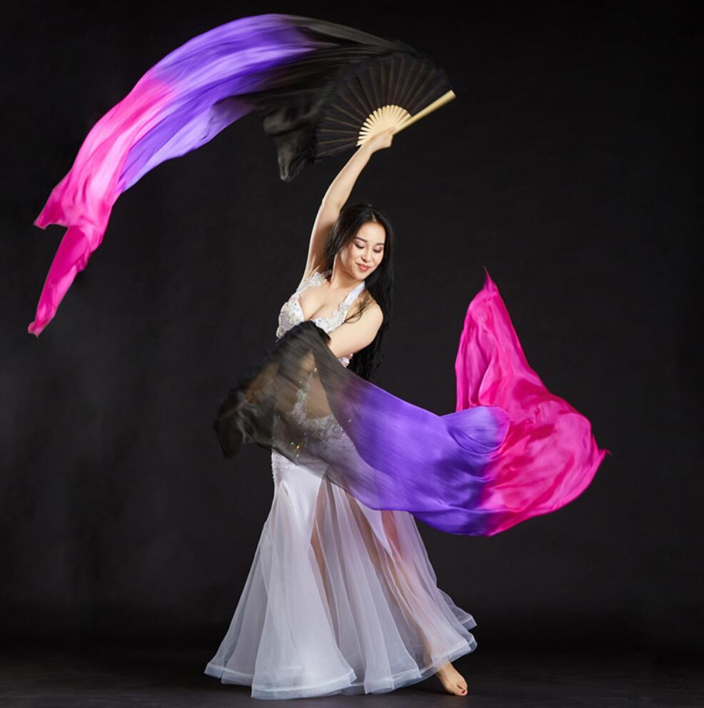 シルクファンベール ベリーダンス衣装 踊り用扇子 ダンス道具小物 絞り染めグラデ...