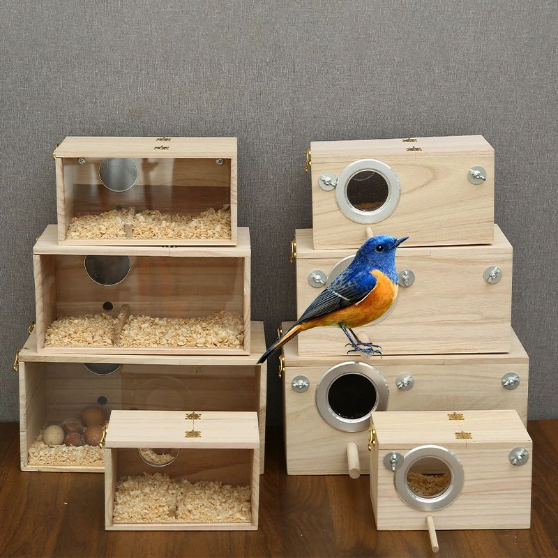 巣箱 鳥の巣 繁殖ボックス 19.5 25 29.5 34.5cm オウムの巣箱 鳥かごの家 繁殖箱 鳥小屋 孵化 インコ オウム孵化 木製オウム繁殖箱 飼育 アクリル透 天然木材 横式