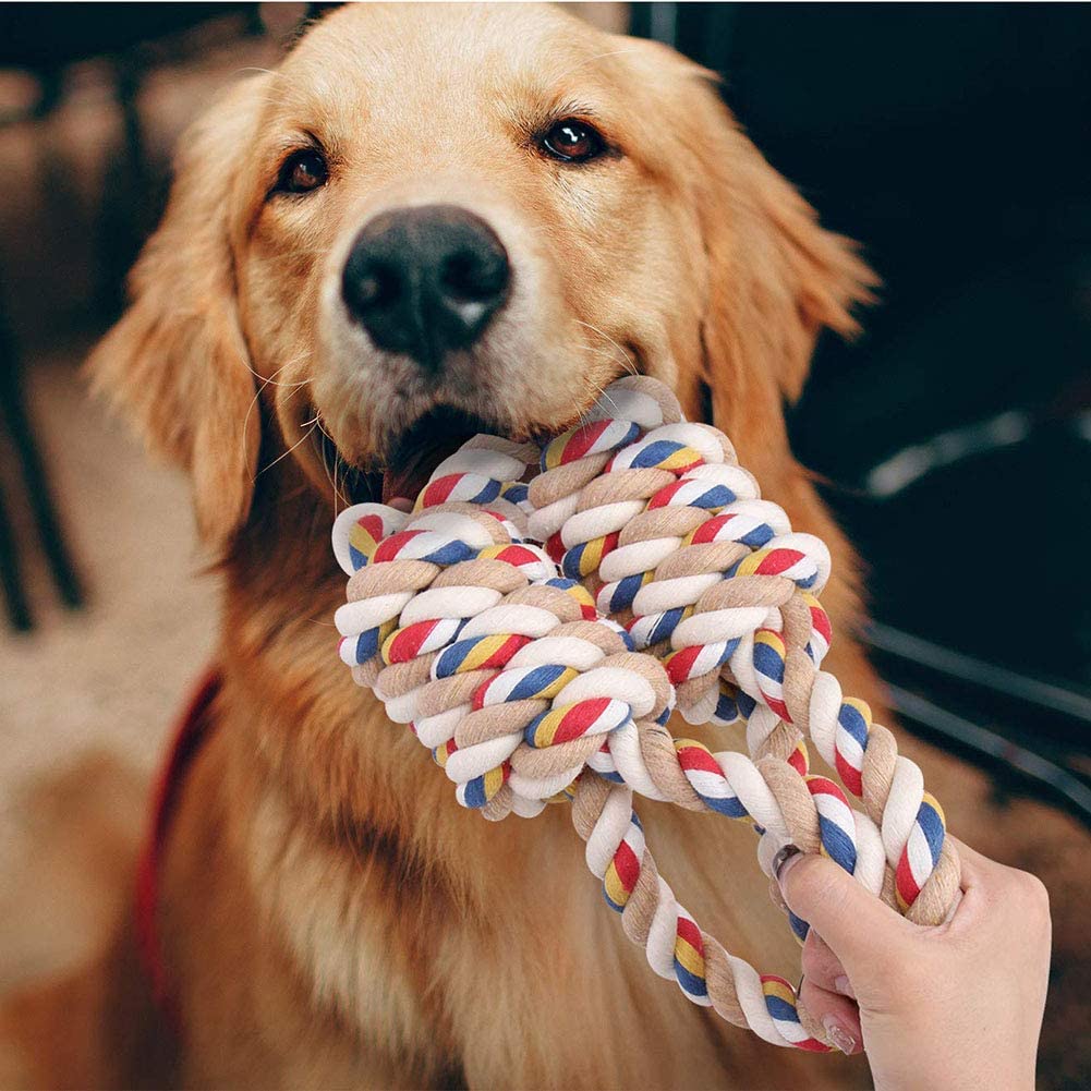 安全で丈夫な犬おもちゃ-この犬ロープおもちゃは100%洗える天然コットンでできています。ペットのために噛んで遊ぶことができ、歯をきれいにし、歯茎をマッサージし、口腔の健康を維持します。 犬の不安を和らげます中大型犬用ロープは、中型の大型犬と攻撃的な咀wing用に設計されており、長さ60 cm、重量530グラムです。競合他社よりも頑丈で耐久性があります。綱引き犬の噛むおもちゃ-これらの犬のロープのおもちゃは、綱引きに最適です。耐久性のある犬のロープのおもちゃは退屈と動物との結合に最適です。 歯が生える子犬に最適です。犬おもちゃ 犬用噛むおもちゃ玩具 犬ロ 犬用品 おもちゃ ぬいぐるみ 続々登場