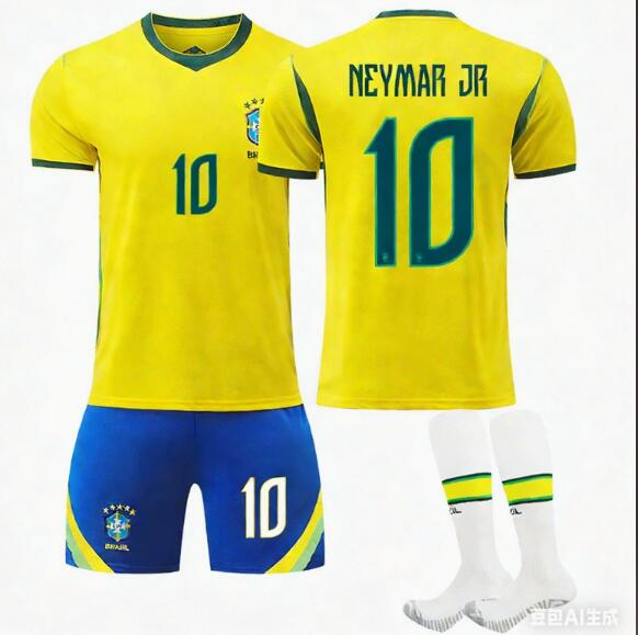 2026サッカーウェア レプリカユニフォームセットブラジルユニホーム10番ネイマール9チャーリーソン サッカースーツ 大人 トレーニングウェアソックス付きすね当てなし 子供 半袖
