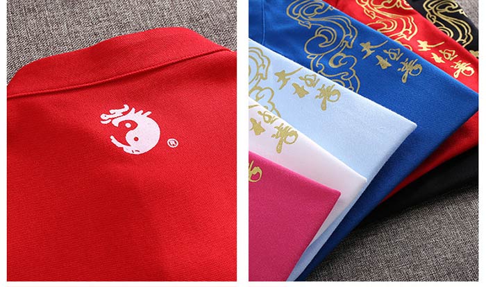 ハッピーストリームの太極拳 半袖 tシャツ 武術Tシャツ 太極拳ウェア 太極拳服 チャイナカラー スリット入り カンフー服 練習着 表演服 スポーツウェア｜アングル3