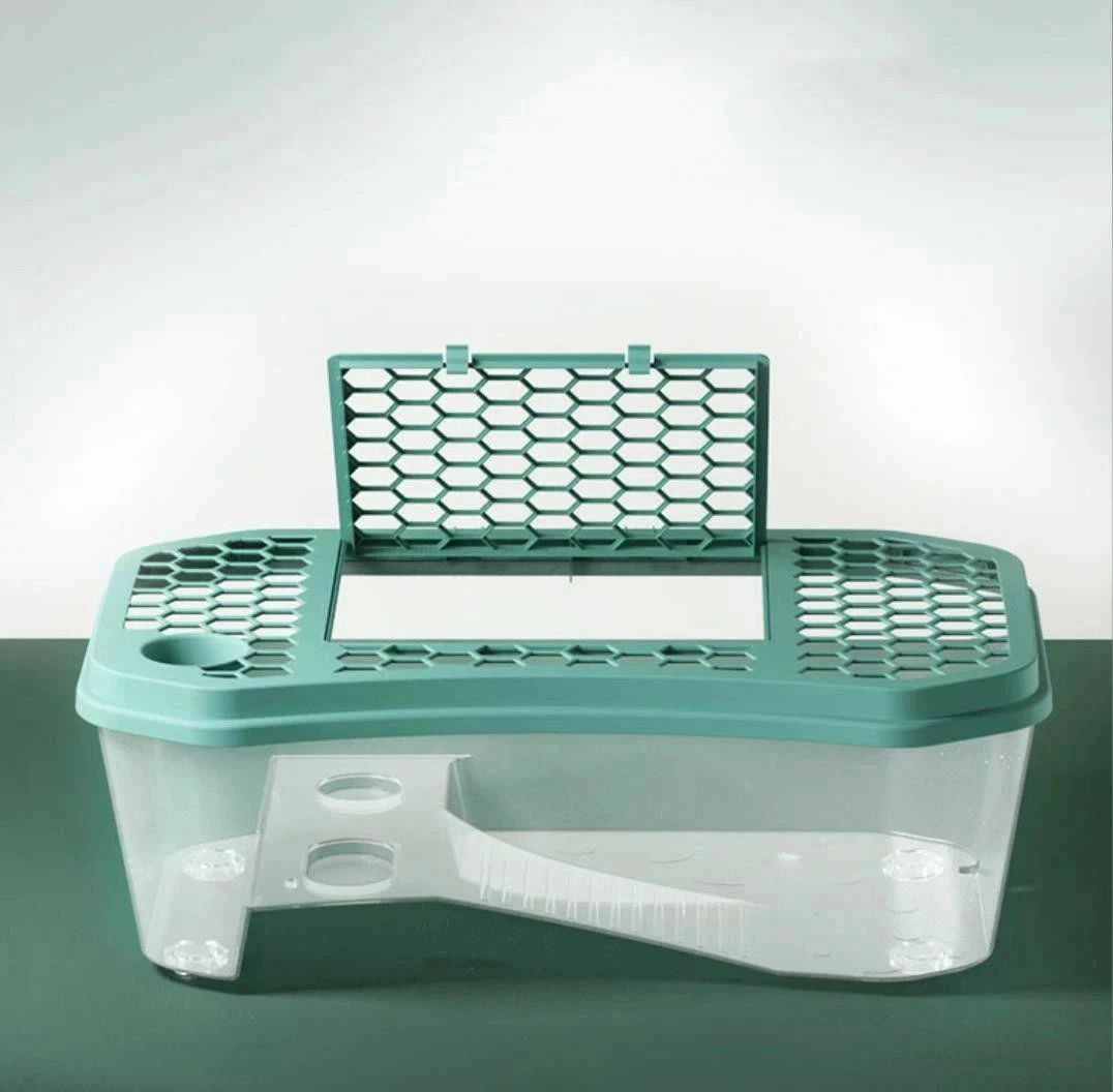 飼育ケース カメ用水槽 大きい カメ 水槽 亀の水槽 74 CM 60 ボックス タートルタンク ミドリ 日向ぼっこ台 cm