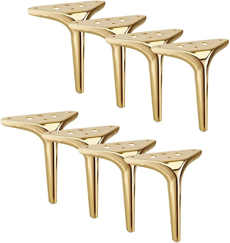 金属製 家具 交換用脚 8PCS 三角形 脚 ソファ キャビネット 頑丈 交換用 食器棚 テーブル ソファー カウチチェア チタンゴールド 4.7インチ 12cm
