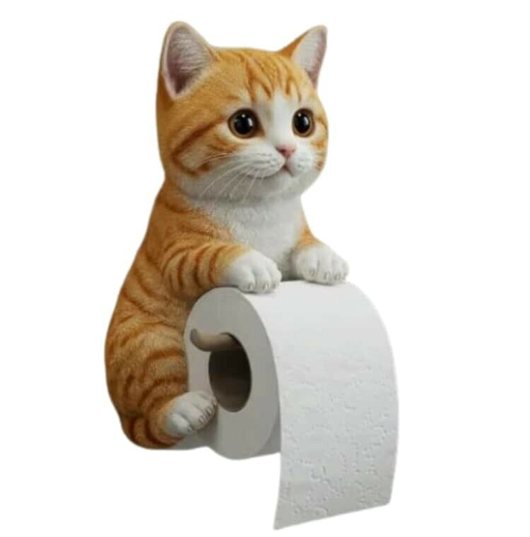 ハッピーストリームの猫のトイレットペーパーホルダー トイレットペーパーホルダー 猫型 トイレ用ペーパーホルダー トイレットペーパー スタンド おもしろ おしゃれ 壁掛け トイレットペーパー収納｜アングル3