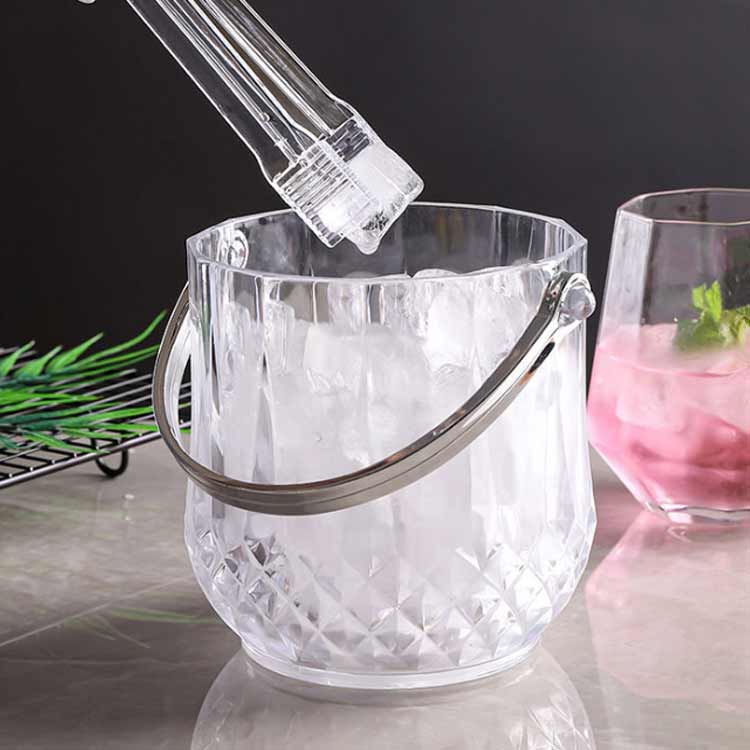 ハッピーストリームのホーム バー用品 アクリル ウイスキー 1150ml 冷えたビール アイスペール セット 軽量 トング 持ちやすい クリア シャンパン ワイン アイスバケット ハンドル付き 透明｜アングル2