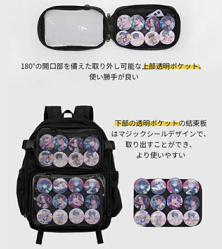 痛バッグ 3way 大容量 リュック取り外し可能 ショルダーバッグ 透明 トート A4 痛...