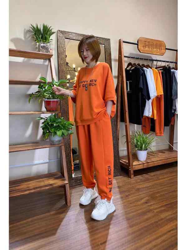 レディース スポーツセット 夏用 大き レディースファッション 続々登場 A:オレンジ B:紫 C:黒 M L XL 2XL 3XL 4XL