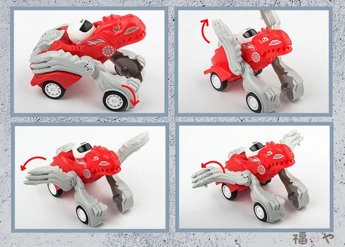 ハッピーストリームのロボット おもちゃ 変形 子供 ドリフト 360度回転 車 恐竜 ロボットおもちゃ 子ども こども プレゼント ギフト 誕生日 贈り物｜アングル2