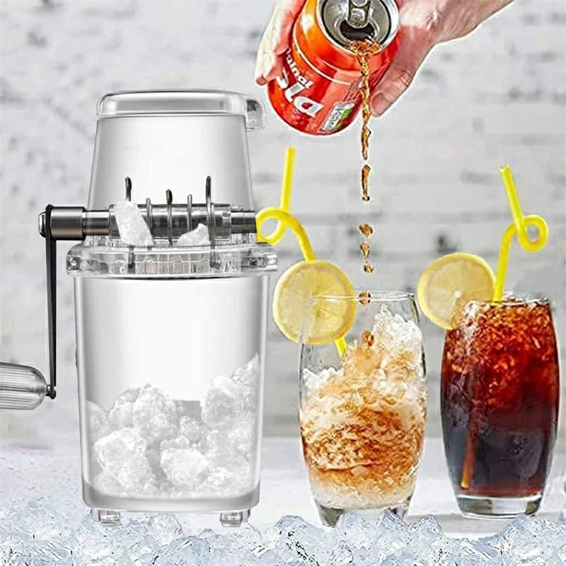 ハッピーストリームの1.25L アイスクラッシャー 砕氷機 人 製氷器 アイスキューブクラッシュ クイックアイスクラッシャー スムージーアイスクラッシャーマシンホーム 使いやすい 製氷カップ付き 手動アイスクラッシャー マニュアルロータリーアイスクラッシャー ステンレス鋼刃｜アングル3