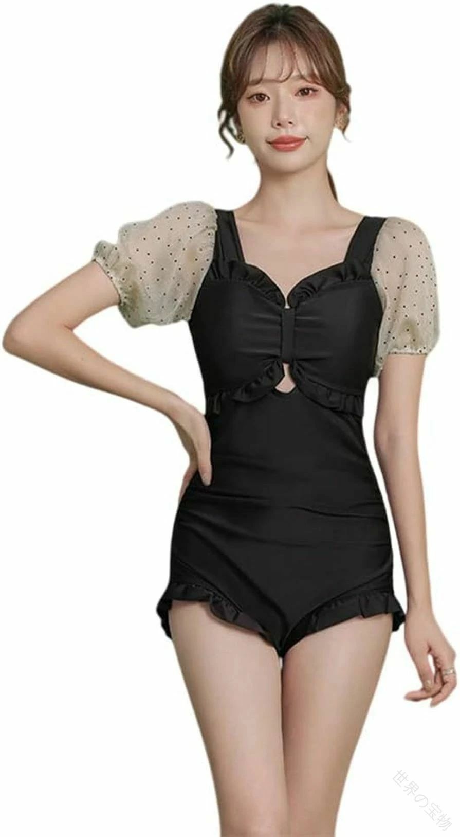 乐天商城 - 水着 レディース ワンピース セクシー 体型カバー バスト 盛れる 軽量 肩出し おしゃれ かわいい レース 無地 パット付き プール 韓国風 カバー ビーチ 大きいサイズ 女性用 ママ水着 海
