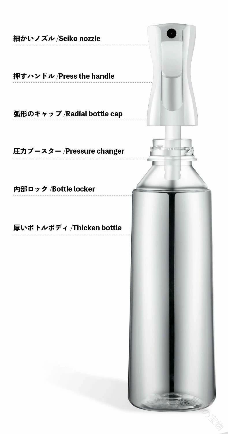 スプレーボトル 4本 霧吹き 200ml 300ml 500ml 100ml 超微粒子 連続ミスト ミスト...