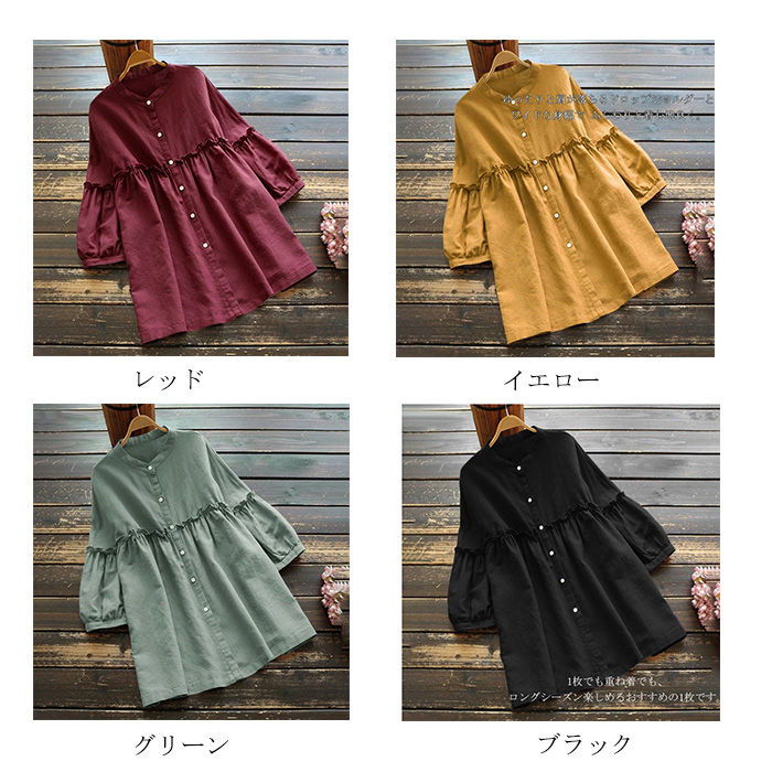 ハッピーストリームのチュニック 春 夏 ロングシャツ レディース 長袖 羽織 大きいサイズ シャツ ブラウス トップス 無地 長袖 春 シャツブラウス ロ｜アングル2