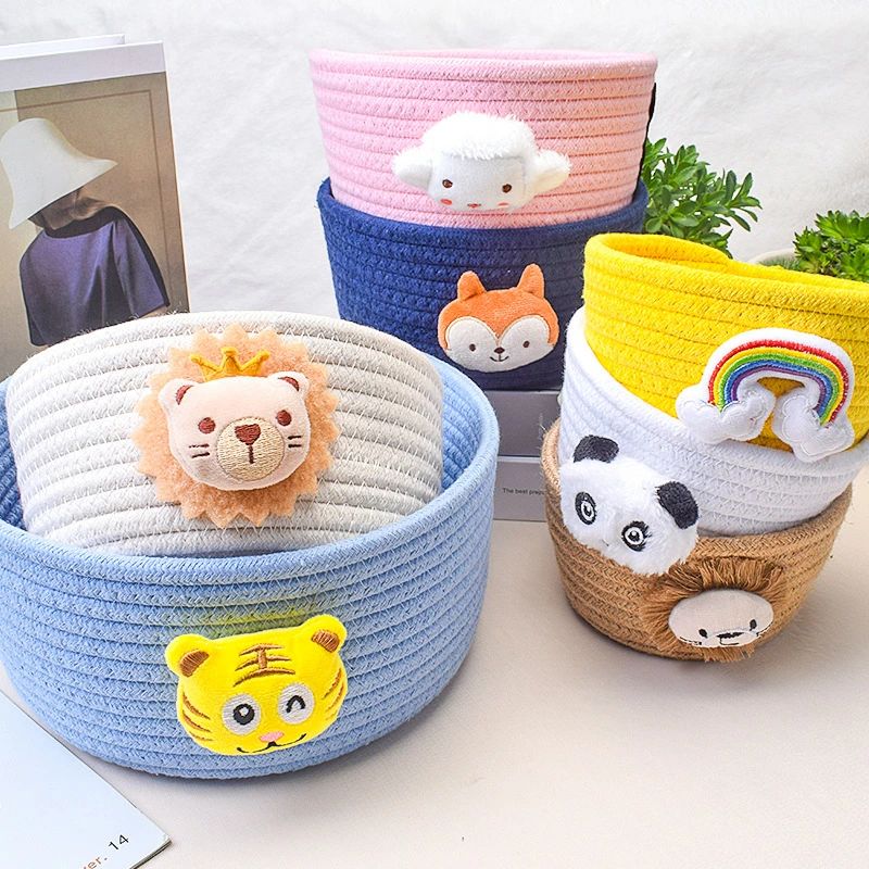 犬 バスケット かわいい 綿 小さい 整理用 おもちゃ 猫 バスケット ロープ 編み 編みバスケット 収納バスケット ペット 綿ロープ おもちゃ箱 3サイズ