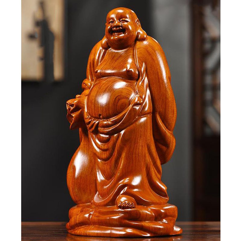 木彫り 弥勒 弥勒仏 布袋尊 風水グッズ 布袋様 弥勒様 置物 笑い仏像 招財 縁起物 彫刻 風水アイテム 金運アップ 商売繁盛祈願 繁栄 開運グッズ 財運 開店祝い オフィス ギフト 起業 happystream-10014886 ハッピーストリーム サンプル画像2