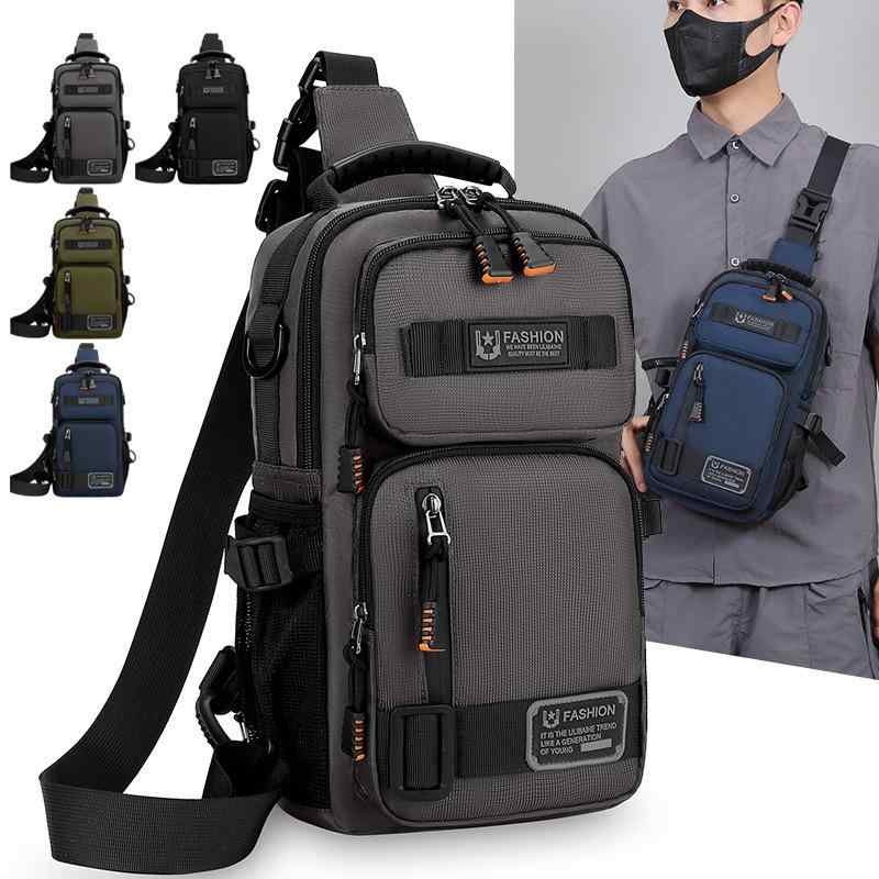 ボディバッグ メンズ 男性用 ショルダーバッグ 斜め掛けバッグ ワンショルダー アウトドア 大容量 多機能 シンプル ナイロン素材 防水 撥水 耐久性 普段使い 8インチタブレット収納 グレー ブラック グリーン ブルー