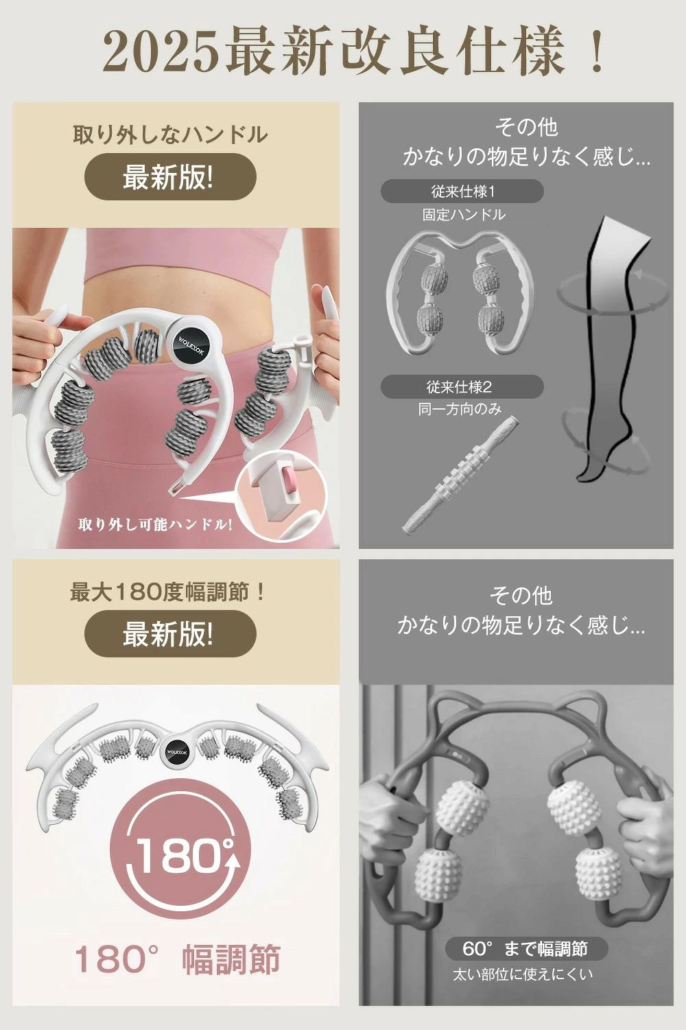 筋膜ローラートレーニングフォームローラー太もも痩せローラープレゼント180°開閉...