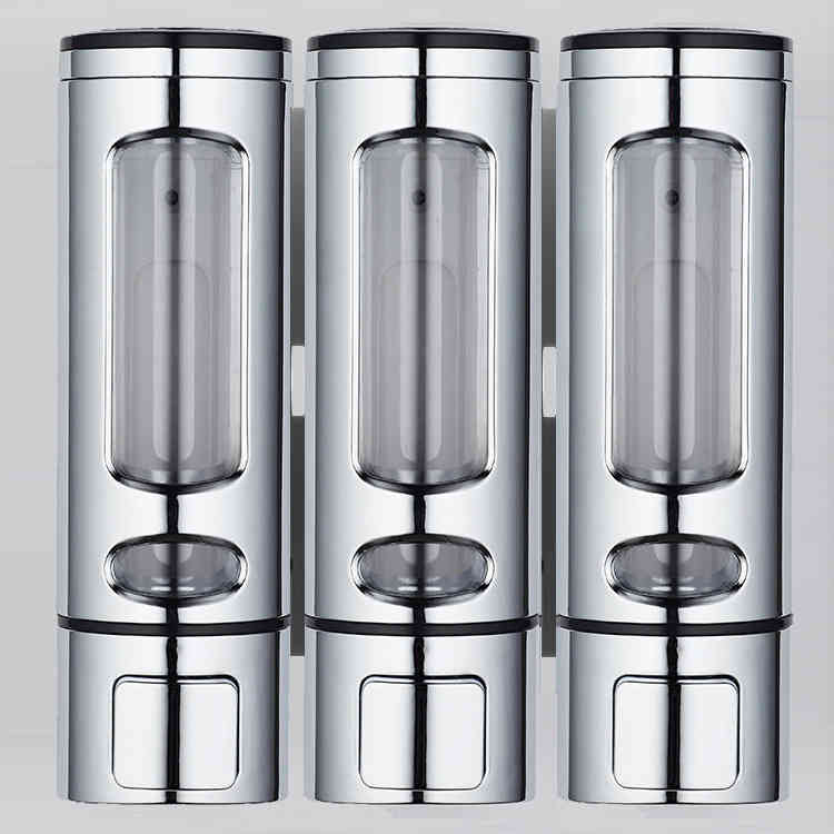 ハッピーストリームのシャンプーボトル ソープディスペンサー 壁掛け 400ml 3本セット 片手 ポンプ 手動 詰め替えボトル バス 浴室 お風呂 大容量｜アングル2