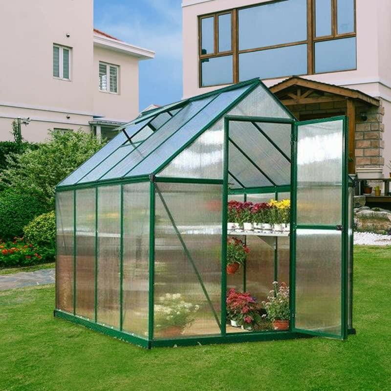 花園温室アルミ温室植物の温室家庭用室内小型ガーデン温室カバーホーム温室頑丈な金属フレーム温室温室ビニールハウス家庭用ポリカーボ