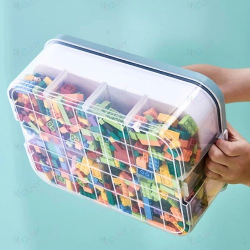 ブロック 収納 ケース 収納ボックス ケース フィギュア コレクションケース フタ付き 2段 仕切り おもちゃ 収納ケース ストレージボックス 積み [2]