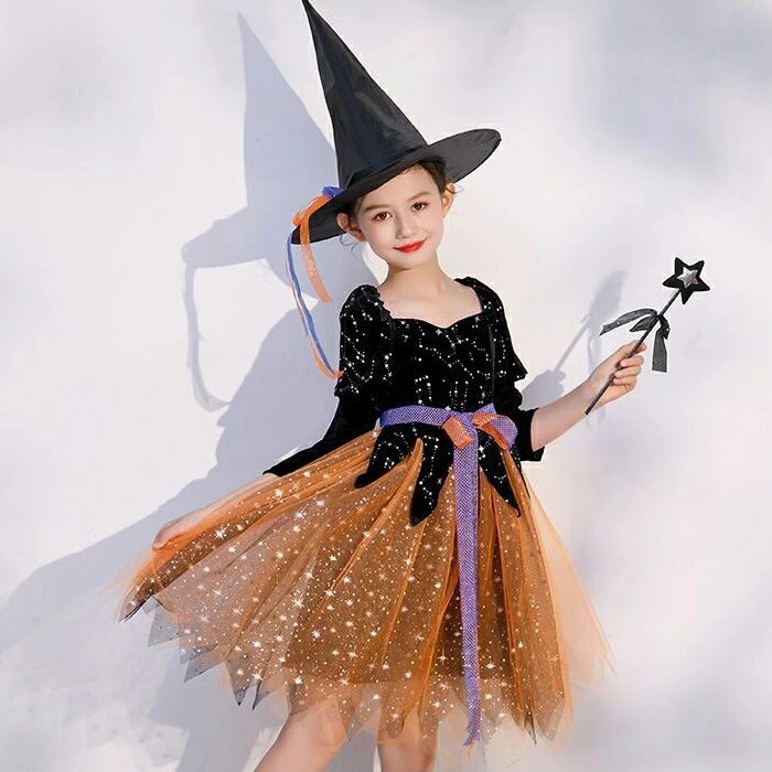 コスプレ 変装 120 Halloween 帽子 コスチューム 110 ガールズ 仮装 幼稚園 130 3点セット 100 150 キッズ cosplay イベント 160cm パンツ ハロウィン 衣装 140 ワンピース 魔女 演出 小学生 発表会 子供 ワンピース 女の子