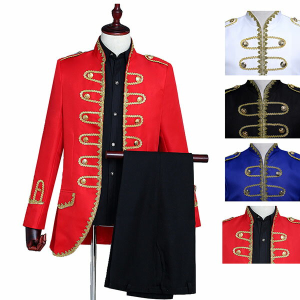 ゴシック 王子様 タキシード 大人 中世ヨーロッパ 公爵 ジャケット 小さいサイズ 成人式 舞台 ステージ 衣装 男性 忘年会 豪華 様スーツ 貴族服 中世 貴族 コート XS/S/M/L/XL ブラック ホワイト 赤 ブルー d9266f0f0h2