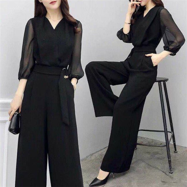 パンツドレス オールインワン サイズ展開 S-3XL 着るだけで美しいシルエット 痩せみえ効果 結婚式 二次会 ママ コーデ パンツドレス 大きいサイズ パーティードレス 着痩せ スタイル スッキリ 脚長効果 ad121c0c0x5