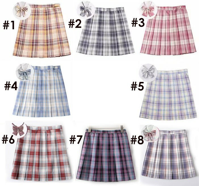 【S〜8XLサイズ展開】選べる8色 チェック柄プリーツスカート 制服風 レディース ボトムス 大きいサイズ 高校生 学生風 可愛い スクールスカート 膝丈スカート コスプレ 通学 おしゃれ 春夏秋冬 d7149c0c0m3