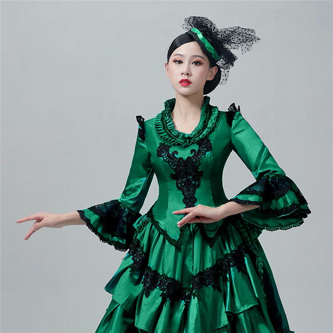 貴族ドレス 中世ヨーロッパ 西洋ドレス 劇場 中世貴族風 3点セット バロック時代bustle 宮廷ドレス ビリジャン 王族服 舞台 オペラ声楽 厚サテン パーティー 演奏会 豪華 ステージ衣装 d9432c0c0x1 3