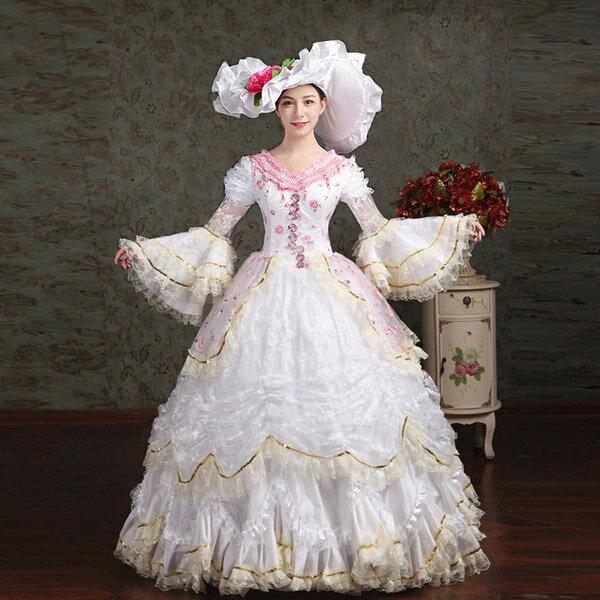 ヨーロッパ風 貴族ドレス 中世ヨーロッパ 貴族風 お姫様ドレス 現代劇演出服 ステージ映えする 人気キラキラカラードレス プリンセスドレス ゴージャスドレス 結婚式服装 演奏会や発表会 パーティードレス