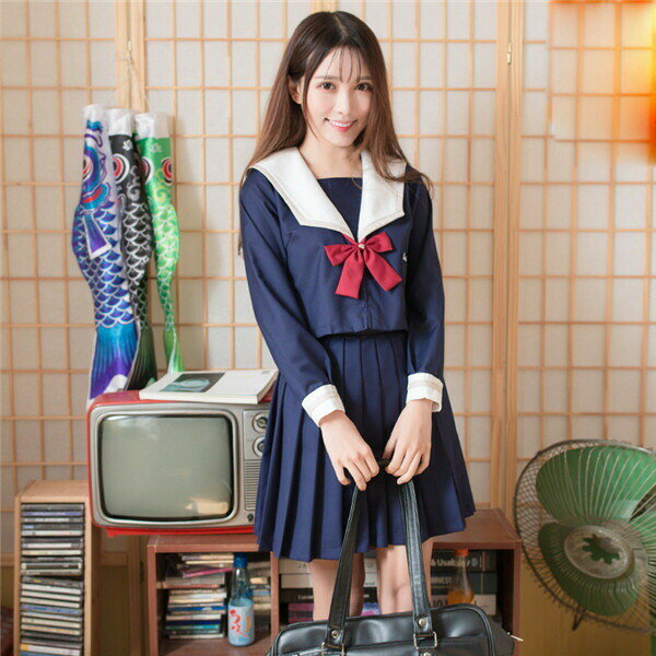 セーラー服 女子高生 スクール制服 制服 卒業式 入学式 スーツ 受験 学生服 中学生 高校生 清楚 ネイビー セーラー服 コスプレ 衣装 上下セット 上衣 スカート春夏 秋 半袖 長袖 ハイソックス付き dd004c0c0l9