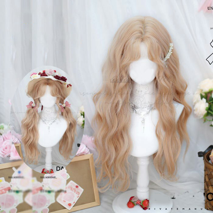 フルウィッグ ロング ウェーブ ベージュ ブロンド 耐熱 自然 可愛い レディース 韓国風 コスプレ ゆめかわ ロリータ風 小顔効果 ハロウ..